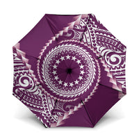 Cook Islands Gospel Day Umbrella Maroon Tribal Curves