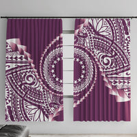 Cook Islands Gospel Day Window Curtain Maroon Tribal Curves