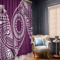Cook Islands Gospel Day Window Curtain Maroon Tribal Curves