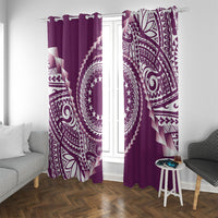 Cook Islands Gospel Day Window Curtain Maroon Tribal Curves