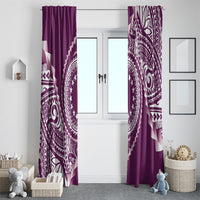 Cook Islands Gospel Day Window Curtain Maroon Tribal Curves