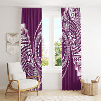Cook Islands Gospel Day Window Curtain Maroon Tribal Curves