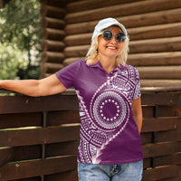 Cook Islands Gospel Day Women Polo Shirt Maroon Tribal Curves