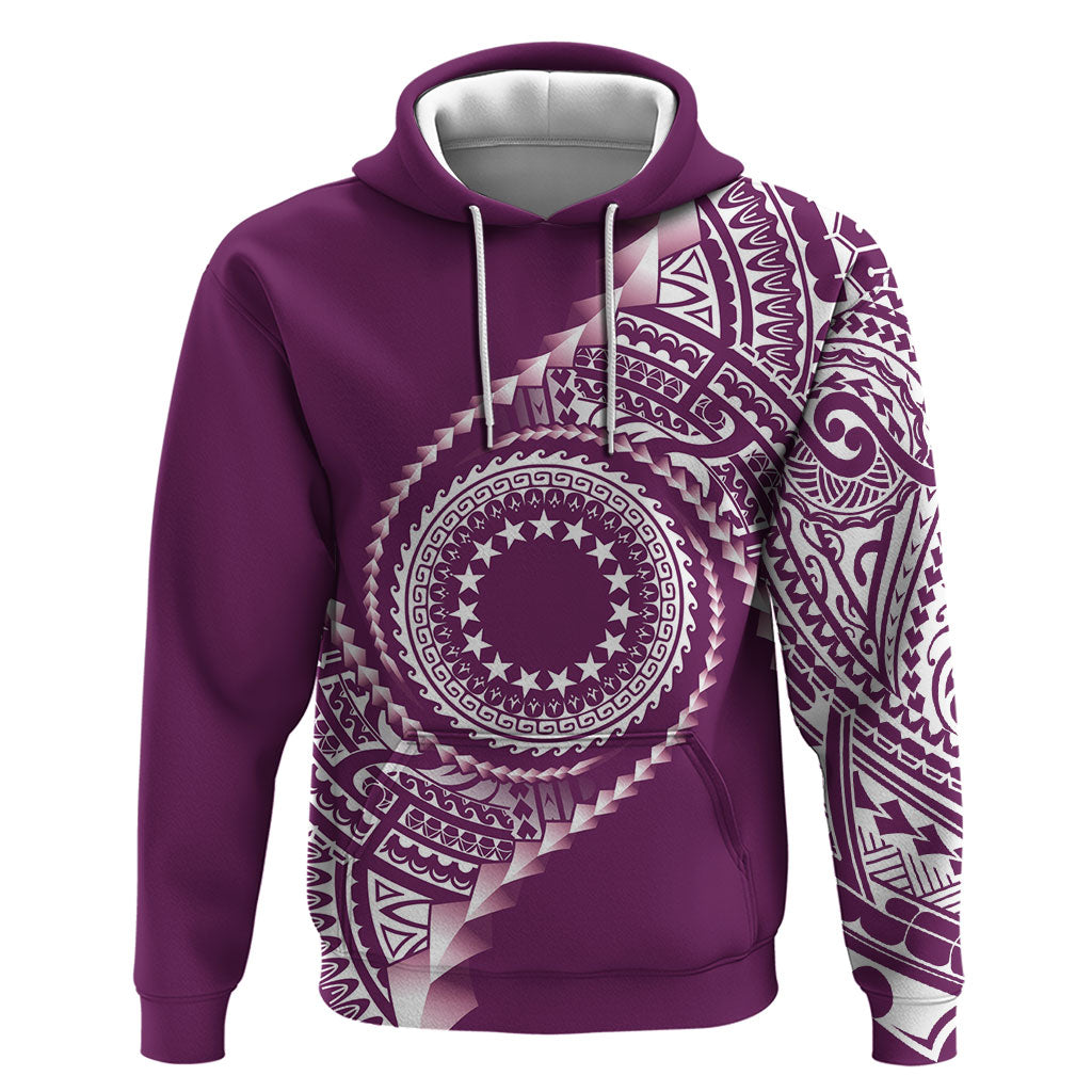 Cook Islands Gospel Day Zip Hoodie Maroon Tribal Curves