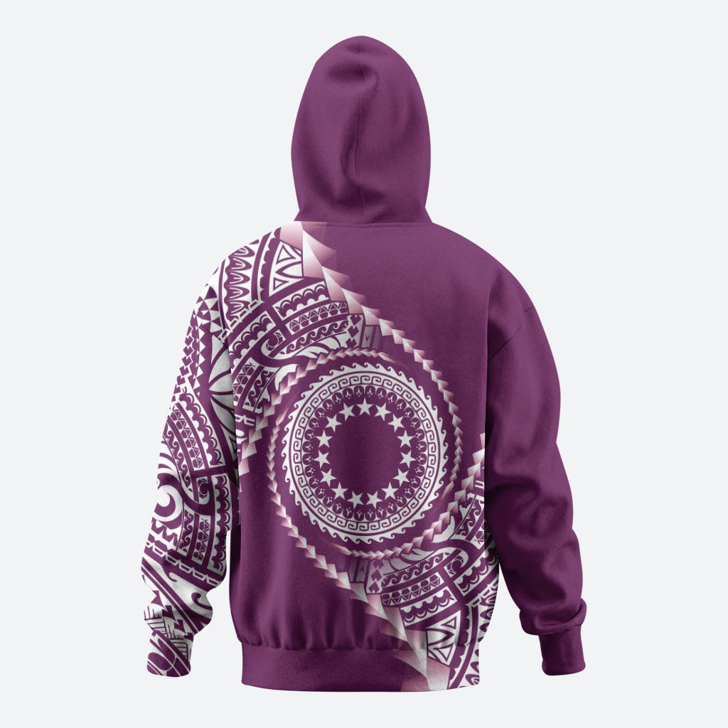 Cook Islands Gospel Day Zip Hoodie Maroon Tribal Curves