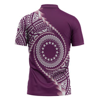 Cook Islands Gospel Day Zipper Polo Shirt Maroon Tribal Curves