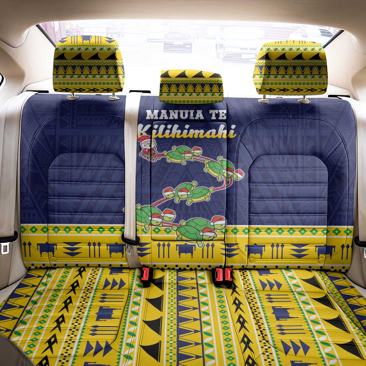 Tokelau Christmas Back Car Seat Cover Tokelauan Turtle Santa Sleigh LT05 - Polynesian Pride