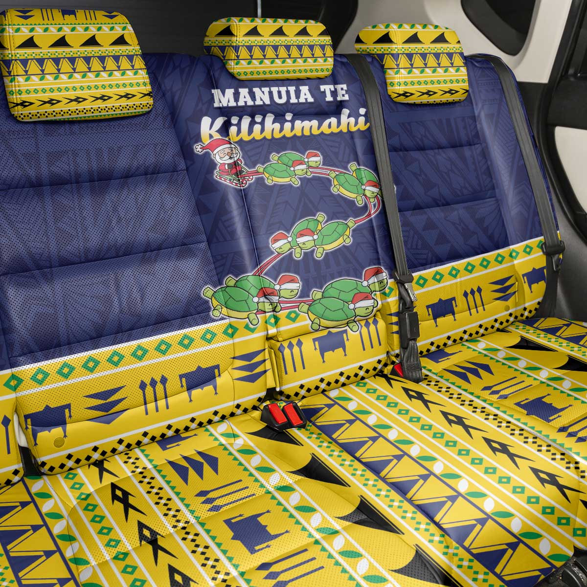 Tokelau Christmas Back Car Seat Cover Tokelauan Turtle Santa Sleigh LT05 - Polynesian Pride