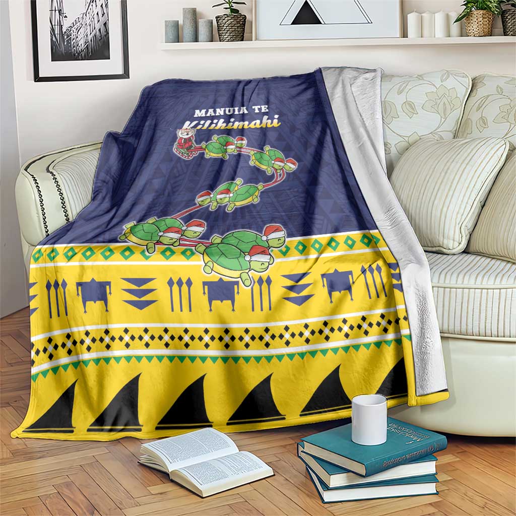 Tokelau Christmas Blanket Tokelauan Turtle Santa Sleigh LT05 Yellow - Polynesian Pride
