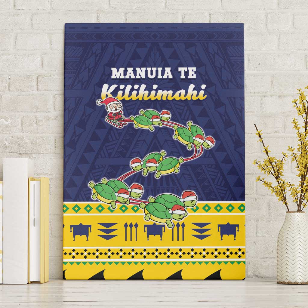 Tokelau Christmas Canvas Wall Art Tokelauan Turtle Santa Sleigh LT05 Without Frame Yellow - Polynesian Pride