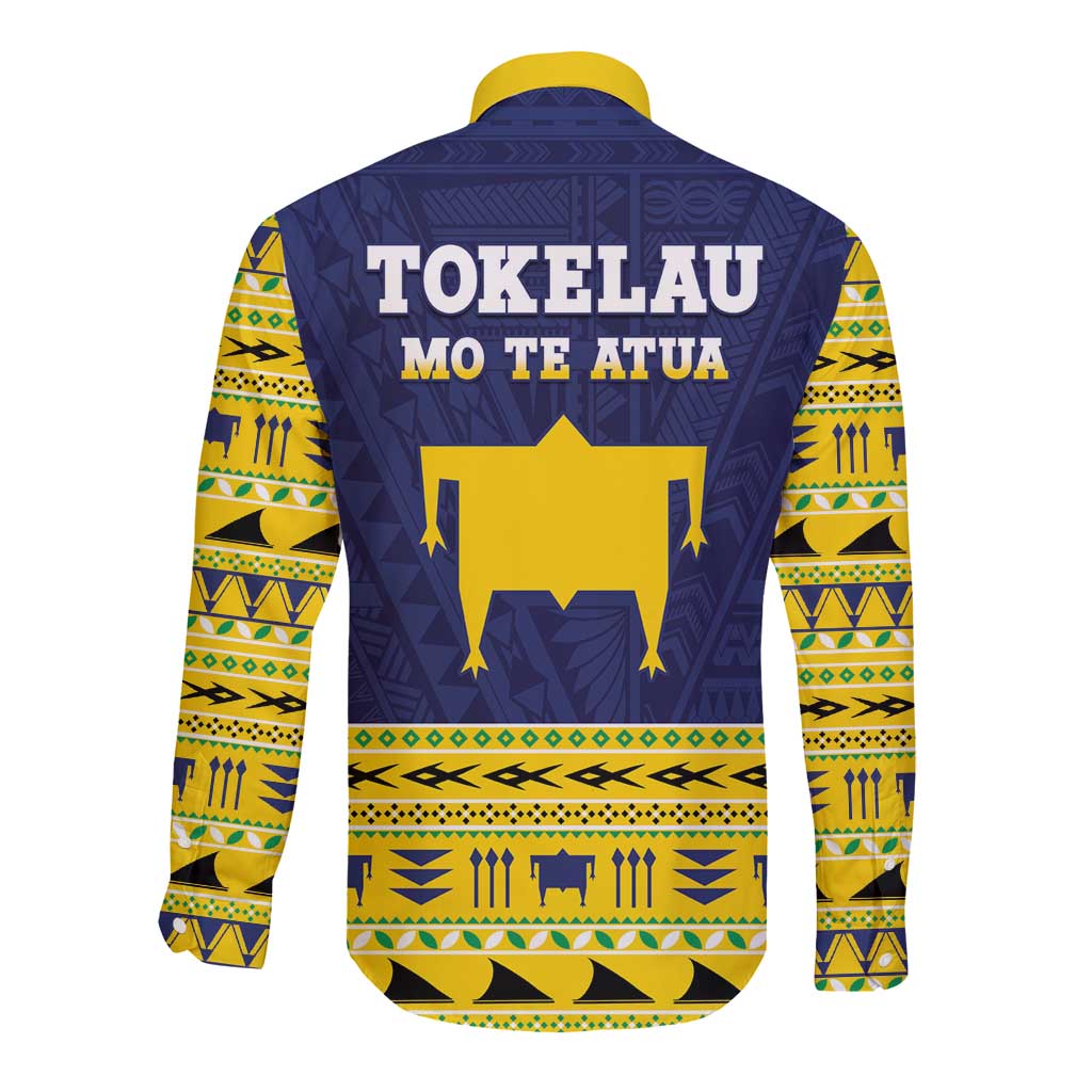 Tokelau Christmas Long Sleeve Button Shirt Tokelauan Turtle Santa Sleigh