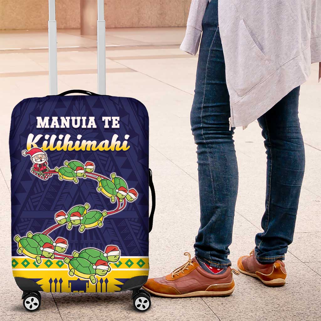 Tokelau Christmas Luggage Cover Tokelauan Turtle Santa Sleigh LT05 Yellow - Polynesian Pride