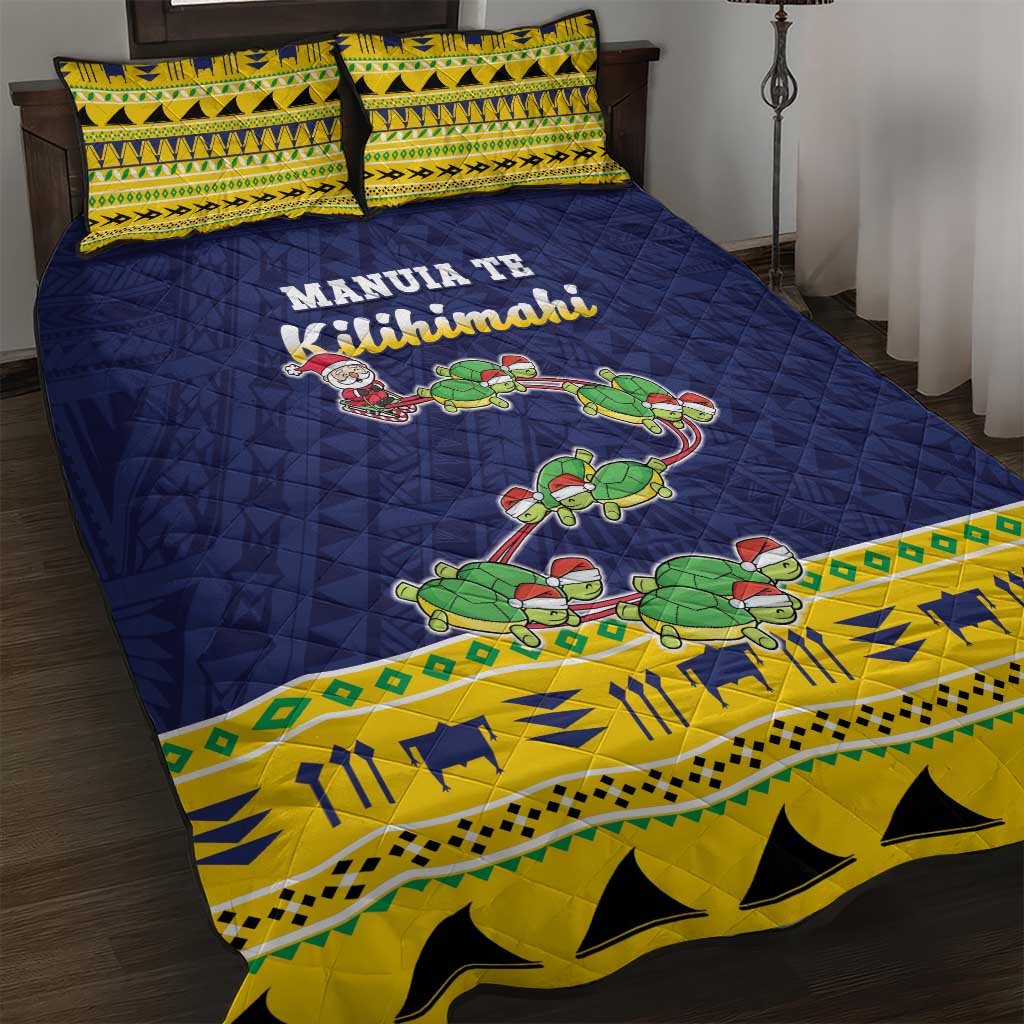 Tokelau Christmas Quilt Bed Set Tokelauan Turtle Santa Sleigh LT05 Yellow - Polynesian Pride