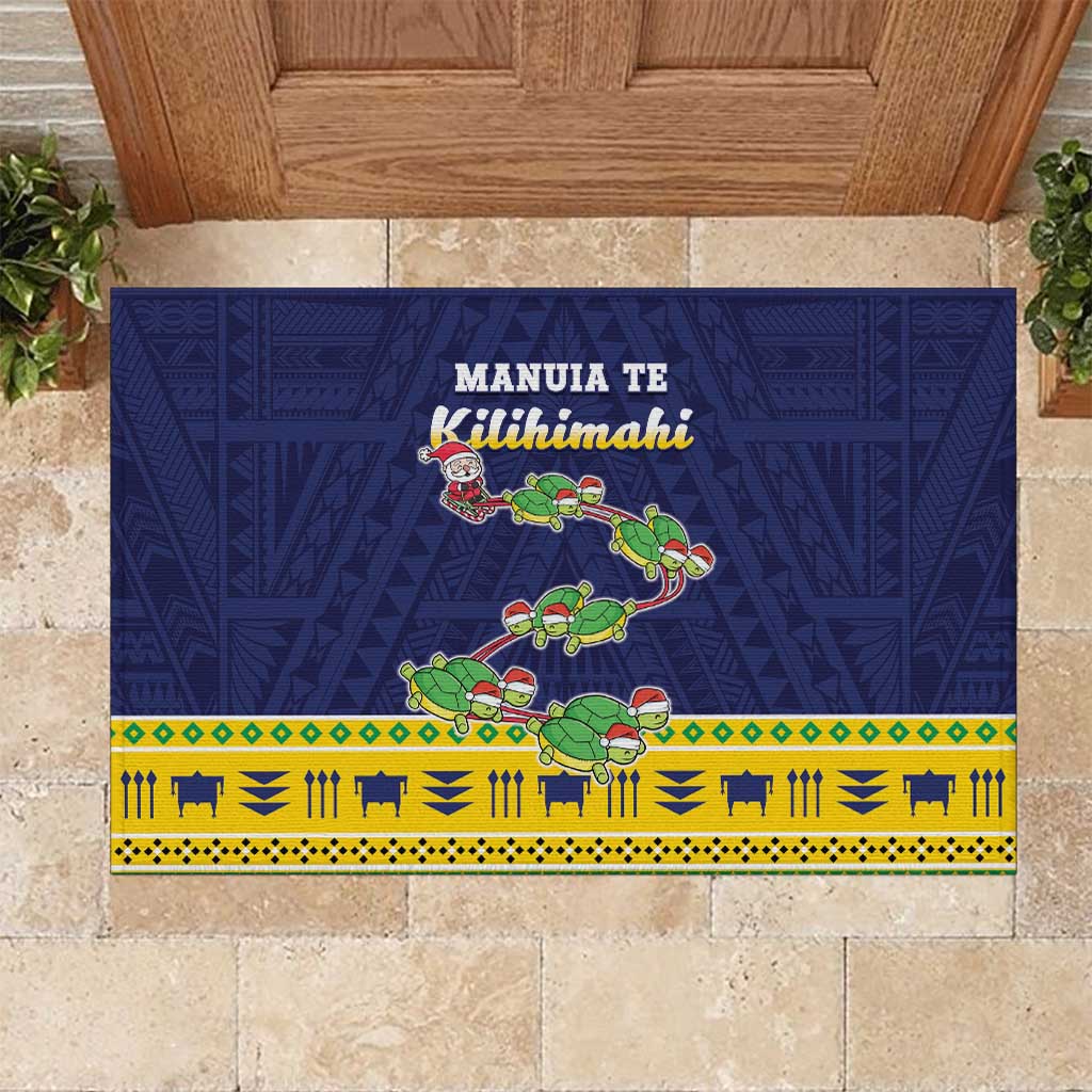 Tokelau Christmas Rubber Doormat Tokelauan Turtle Santa Sleigh LT05 Yellow - Polynesian Pride