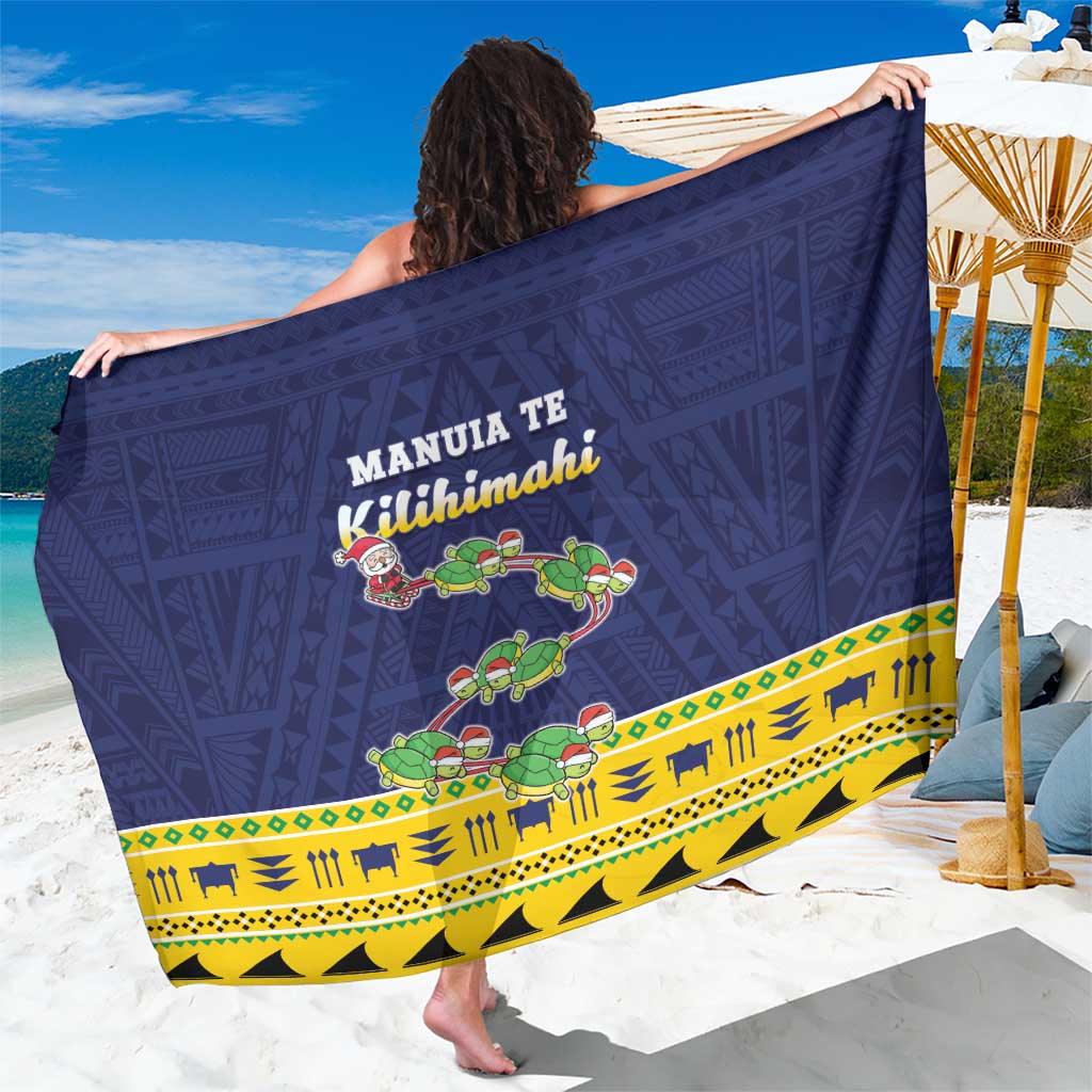 Tokelau Christmas Sarong Tokelauan Turtle Santa Sleigh LT05 One Size 44 x 66 inches Yellow - Polynesian Pride