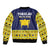 Tokelau Christmas Sleeve Zip Bomber Jacket Tokelauan Turtle Santa Sleigh