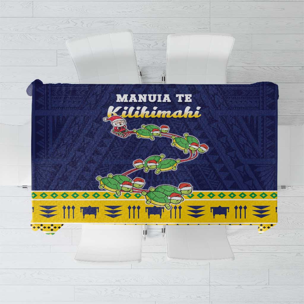 Tokelau Christmas Tablecloth Tokelauan Turtle Santa Sleigh LT05 Yellow - Polynesian Pride