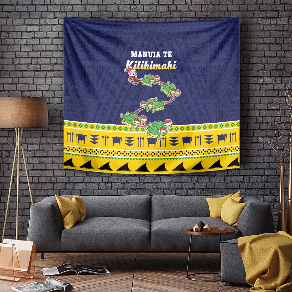 Tokelau Christmas Tapestry Tokelauan Turtle Santa Sleigh LT05 Yellow - Polynesian Pride