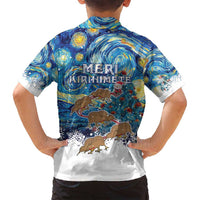 New Zealand Christmas Family Matching Tank Maxi Dress and Hawaiian Shirt Kiwis Santa Sleigh Starry Night Style LT05 - Polynesian Pride