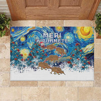 New Zealand Christmas Rubber Doormat Kiwis Santa Sleigh Starry Night Style