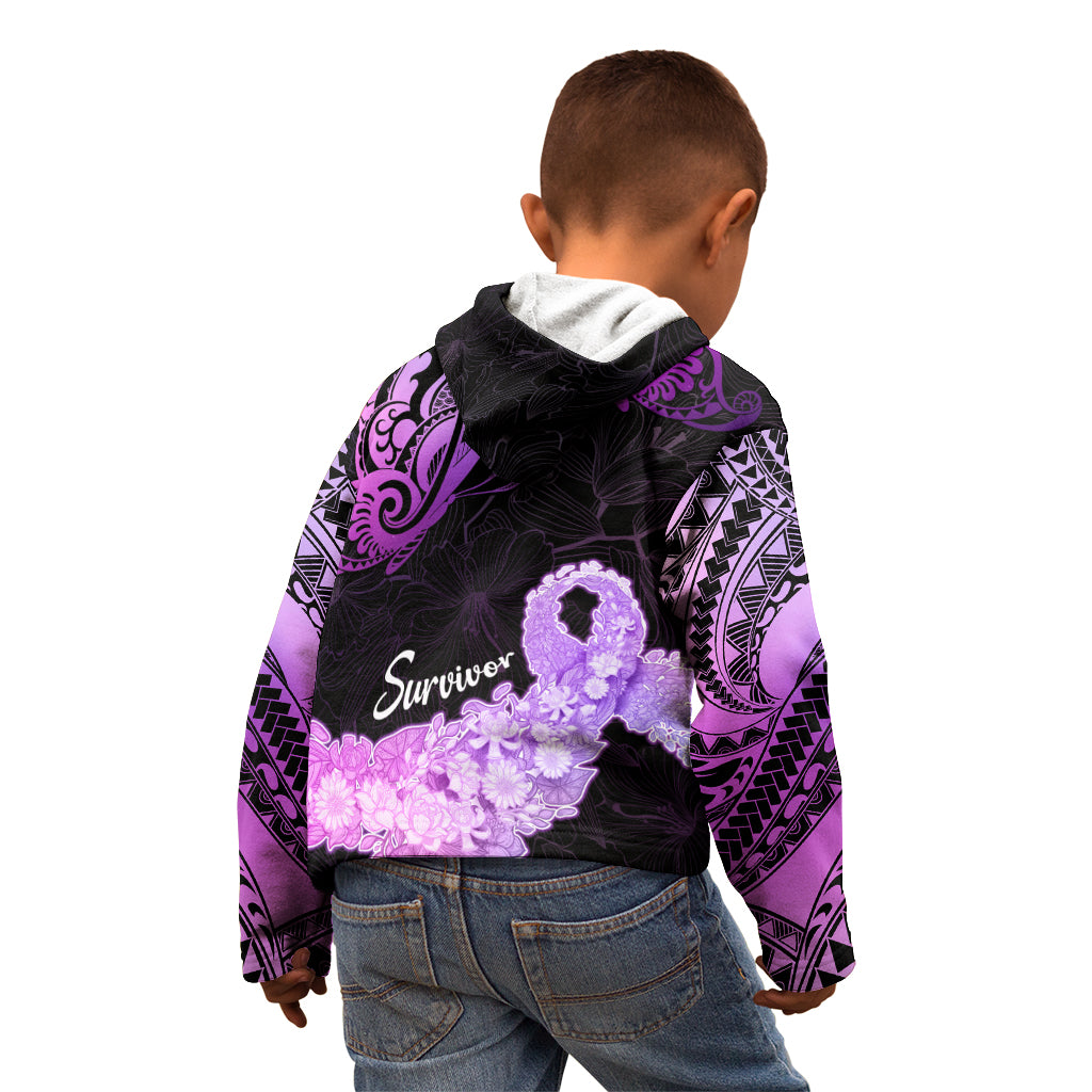 Pancreatic Cancer Awareness Kid Hoodie Keep Calm And Fight On Polynesian Pattern LT05 - Polynesian Pride