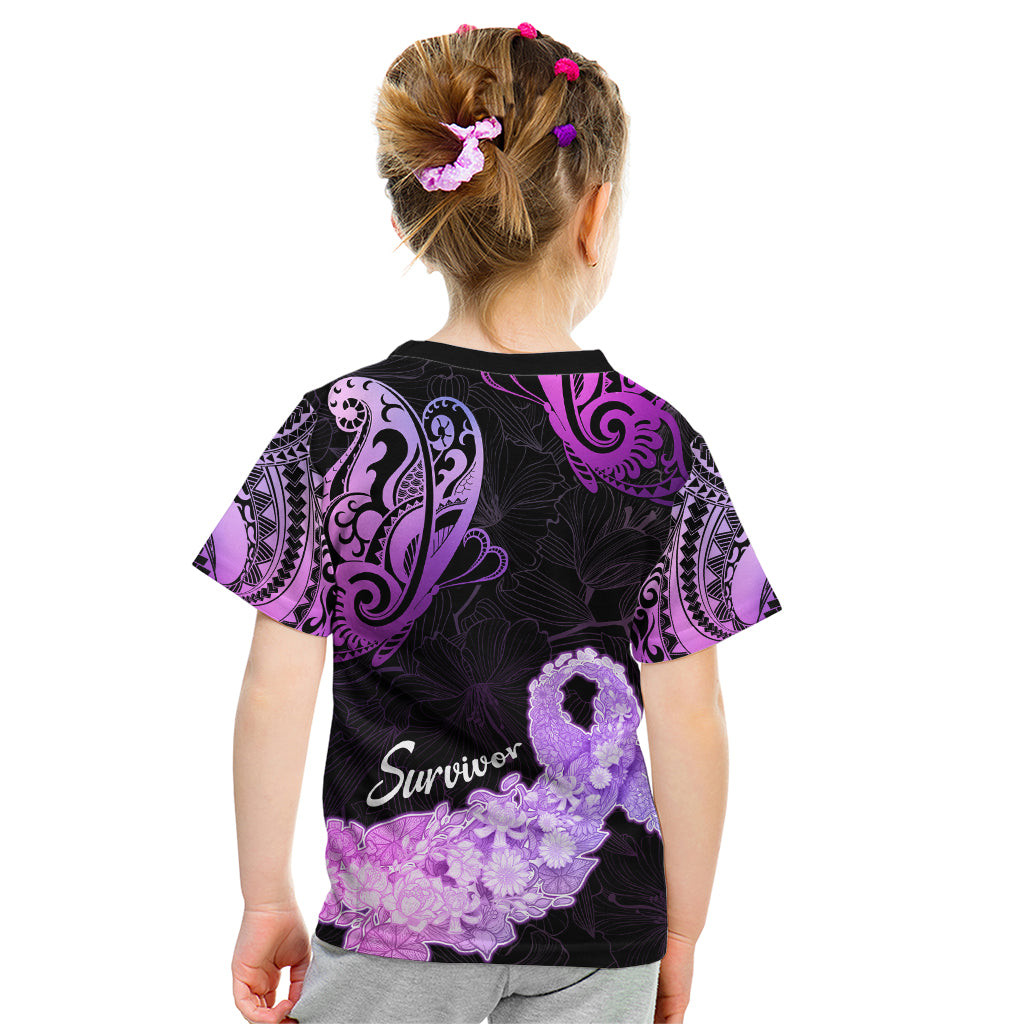 Pancreatic Cancer Awareness Kid T Shirt Keep Calm And Fight On Polynesian Pattern LT05 - Polynesian Pride