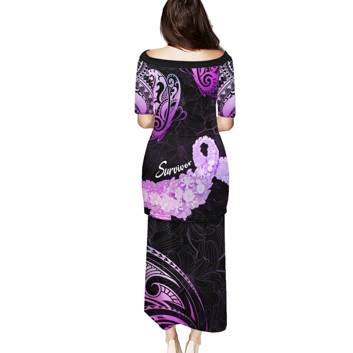 Pancreatic Cancer Awareness Puletasi Keep Calm And Fight On Polynesian Pattern LT05 - Polynesian Pride