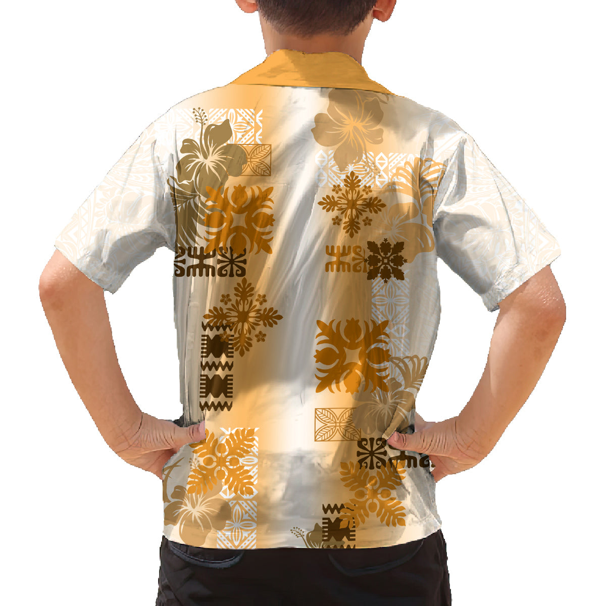 Hawaiian Quilt Family Matching Long Sleeve Bodycon Dress and Hawaiian Shirt Vintage Pattern Brown LT05 - Polynesian Pride