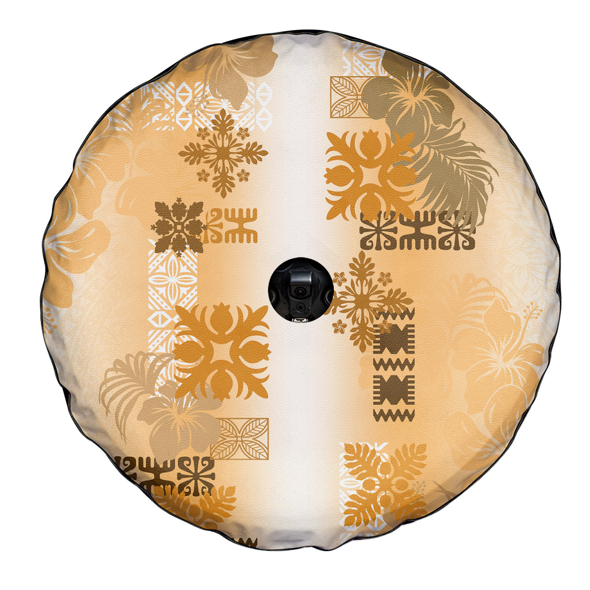 Hawaiian Quilt Spare Tire Cover Vintage Pattern Brown LT05 - Polynesian Pride