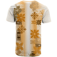 Hawaiian Quilt T Shirt Vintage Pattern Brown LT05 - Polynesian Pride