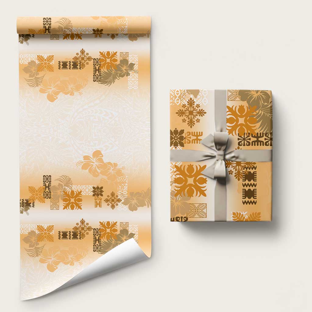 Hawaiian Quilt Wrapping Paper Vintage Pattern Brown LT05 58" × 23" Brown - Polynesian Pride