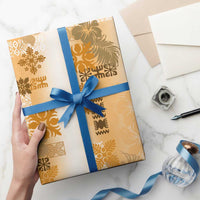 Hawaiian Quilt Wrapping Paper Vintage Pattern Brown - Polynesian Pride