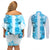 Hawaiian Quilt Couples Matching Off Shoulder Short Dress and Long Sleeve Button Shirt Vintage Pattern Blue LT05 - Polynesian Pride