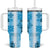 Hawaiian Quilt Tumbler With Handle Vintage Pattern Blue