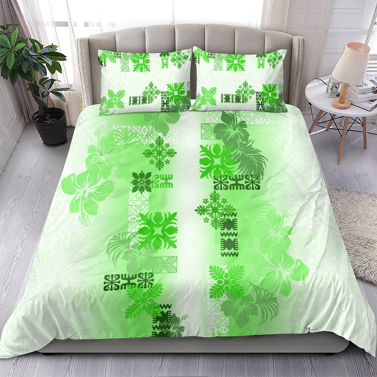 Hawaiian Quilt Bedding Set Vintage Pattern Green LT05 - Polynesian Pride