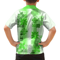 Hawaiian Quilt Family Matching Puletasi Dress and Hawaiian Shirt Vintage Pattern Green LT05 - Polynesian Pride