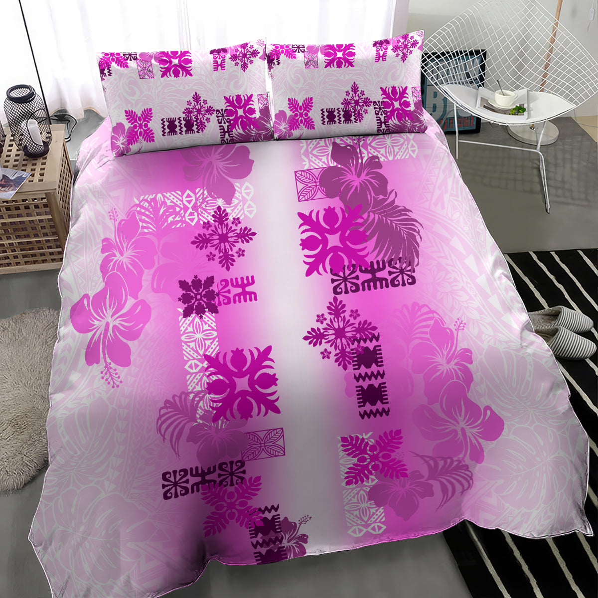 Hawaiian Quilt Bedding Set Vintage Pattern Pink LT05 - Polynesian Pride