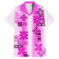Hawaiian Quilt Family Matching Long Sleeve Bodycon Dress and Hawaiian Shirt Vintage Pattern Pink LT05 Dad's Shirt - Short Sleeve Pink - Polynesian Pride