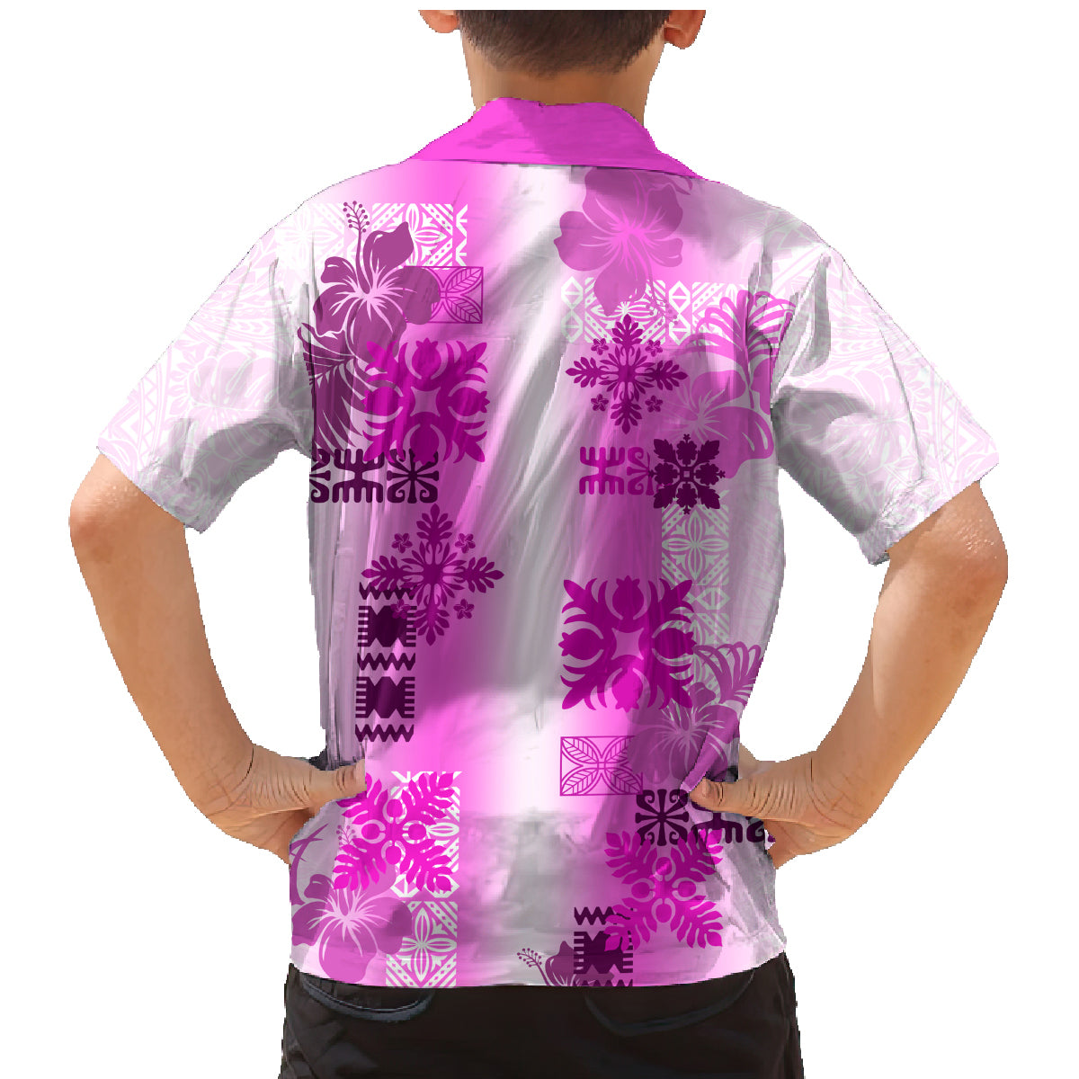 Hawaiian Quilt Family Matching Mermaid Dress and Hawaiian Shirt Vintage Pattern Pink LT05 - Polynesian Pride