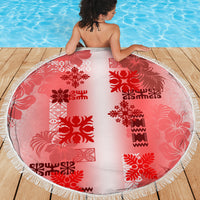 Hawaiian Quilt Beach Blanket Vintage Pattern Red LT05 - Polynesian Pride