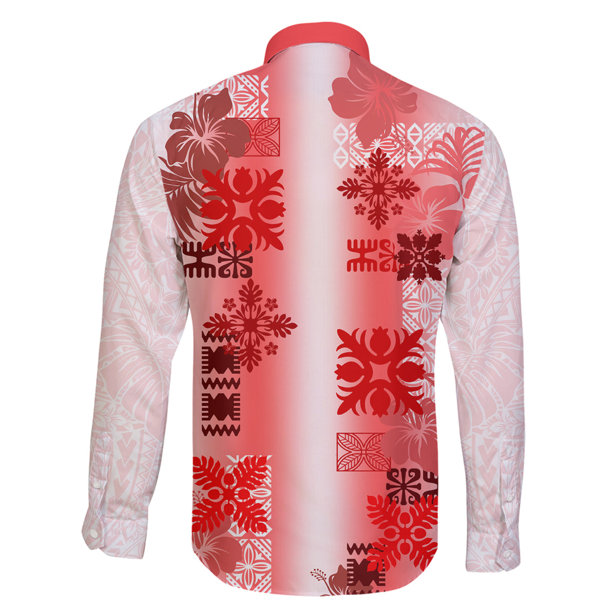 Hawaiian Quilt Family Matching Off Shoulder Long Sleeve Dress and Hawaiian Shirt Vintage Pattern Red LT05 - Polynesian Pride