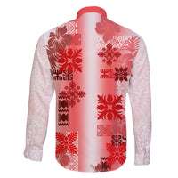 Hawaiian Quilt Family Matching Off Shoulder Long Sleeve Dress and Hawaiian Shirt Vintage Pattern Red LT05 - Polynesian Pride