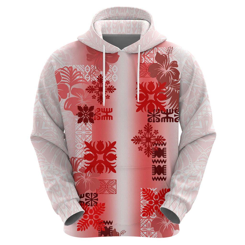 Hawaiian Quilt Hoodie Vintage Pattern Red LT05 - Polynesian Pride