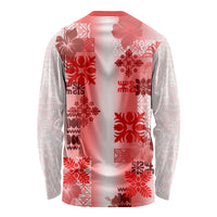 Hawaiian Quilt Long Sleeve Shirt Vintage Pattern Red LT05 - Polynesian Pride