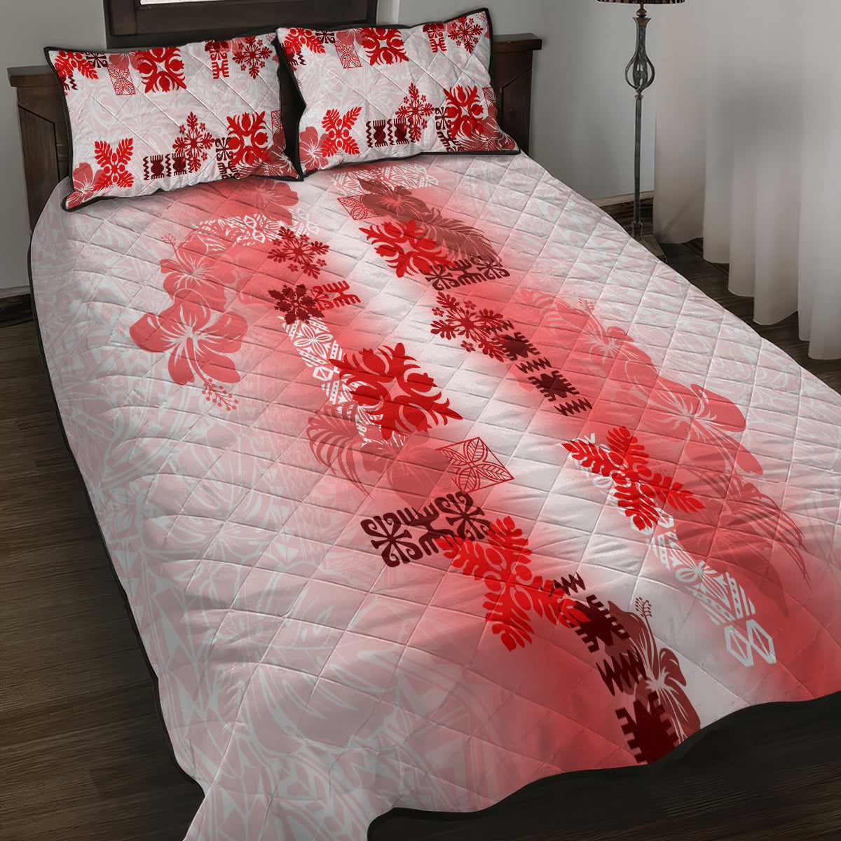 Hawaiian Quilt Quilt Bed Set Vintage Pattern Red LT05 - Polynesian Pride