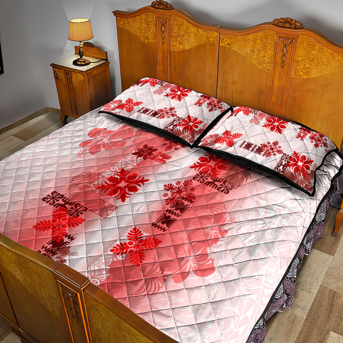 Hawaiian Quilt Quilt Bed Set Vintage Pattern Red LT05 - Polynesian Pride