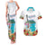 Aloha Hawaii Waikiki Beach Landscape Couples Matching Tank Maxi Dress and Hawaiian Shirt