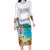 Aloha Hawaii Waikiki Beach Landscape Family Matching Long Sleeve Bodycon Dress and Hawaiian Shirt
