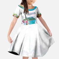 Aloha Hawaii Waikiki Beach Landscape Family Matching Tank Maxi Dress and Hawaiian Shirt LT05 Daughter's Dress White - Polynesian Pride