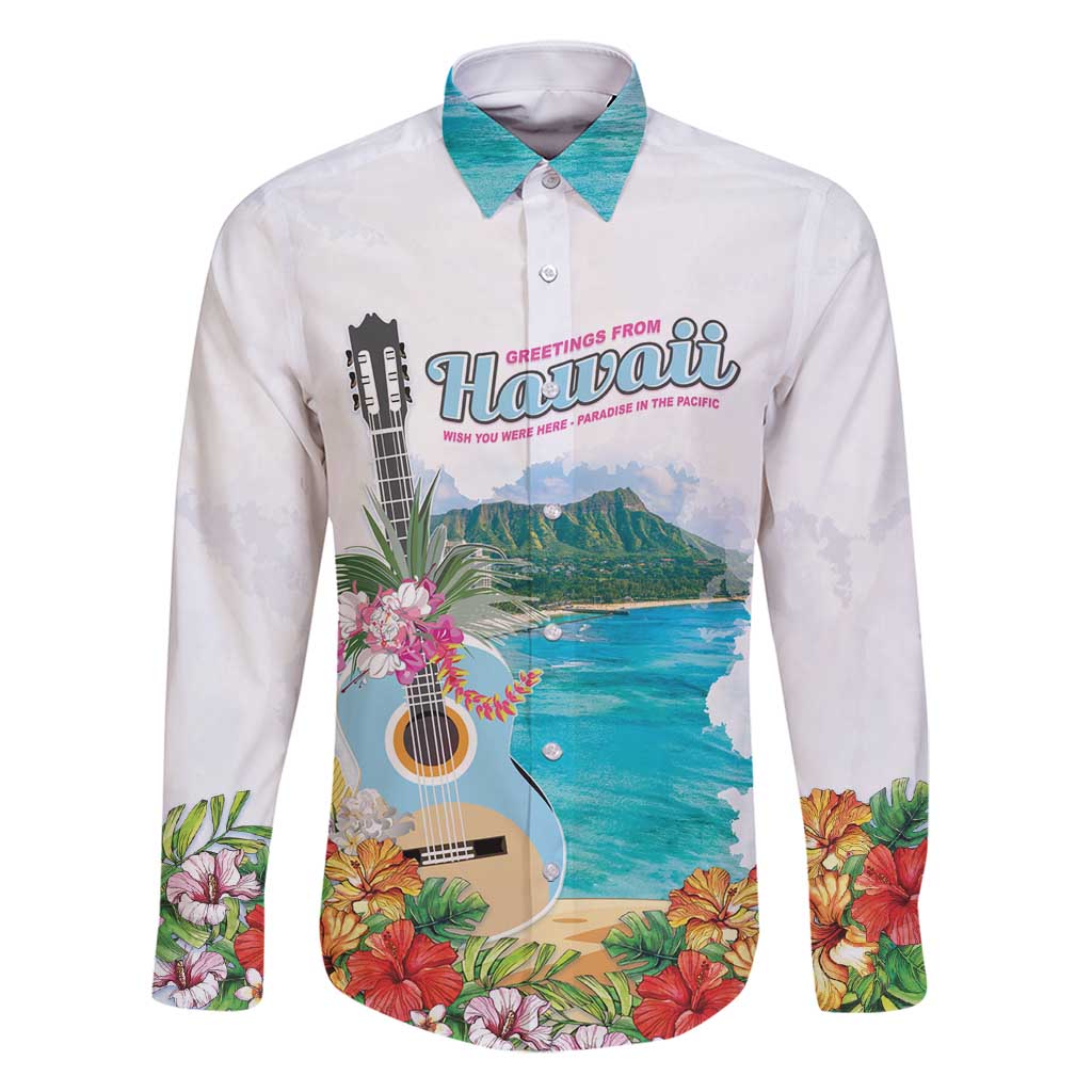 Aloha Hawaii Waikiki Beach Landscape Family Matching Tank Maxi Dress and Hawaiian Shirt LT05 Dad's Shirt - Long Sleeve White - Polynesian Pride